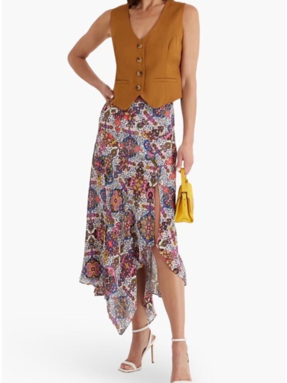 ✨🌸Veronica Beard Paisley Boho Chic “Mac” Midi Side Slit Fall Festival Skirt S